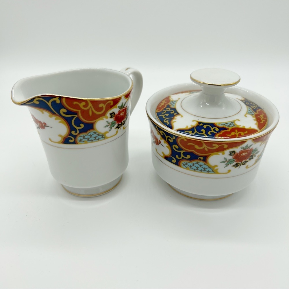 Sugar Creamer Set Momoyama Fine China Kyoto Pattern Japan Vintage Retired